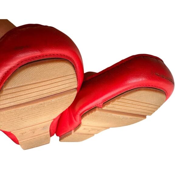 Flag Ltd Morgan Red Leather Square Toe Penny Loafer Driving Moc Women Sz 8 Prep - Picture 10 of 11